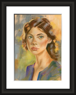 framed portrait of the glance pastel portrait