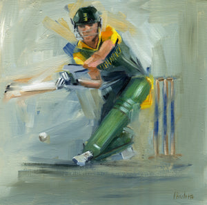 original oil painting of south africa cricket ab de villiers