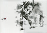 original charcoal cricket drawing of moeen ali batting for england
