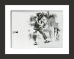 framed original cricket drawing of moeen ali batting an extra cover drive shot