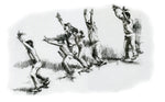 cricket fine art print showing a slip cordon jumping up in appeal | drawn in charcoal by cricket artist
