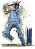 oil painting of england cricketer ben stokes playing for england cricket in the cricket world cup