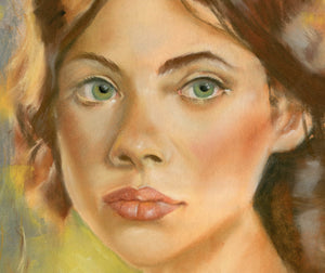 close up detail of pastel portrait