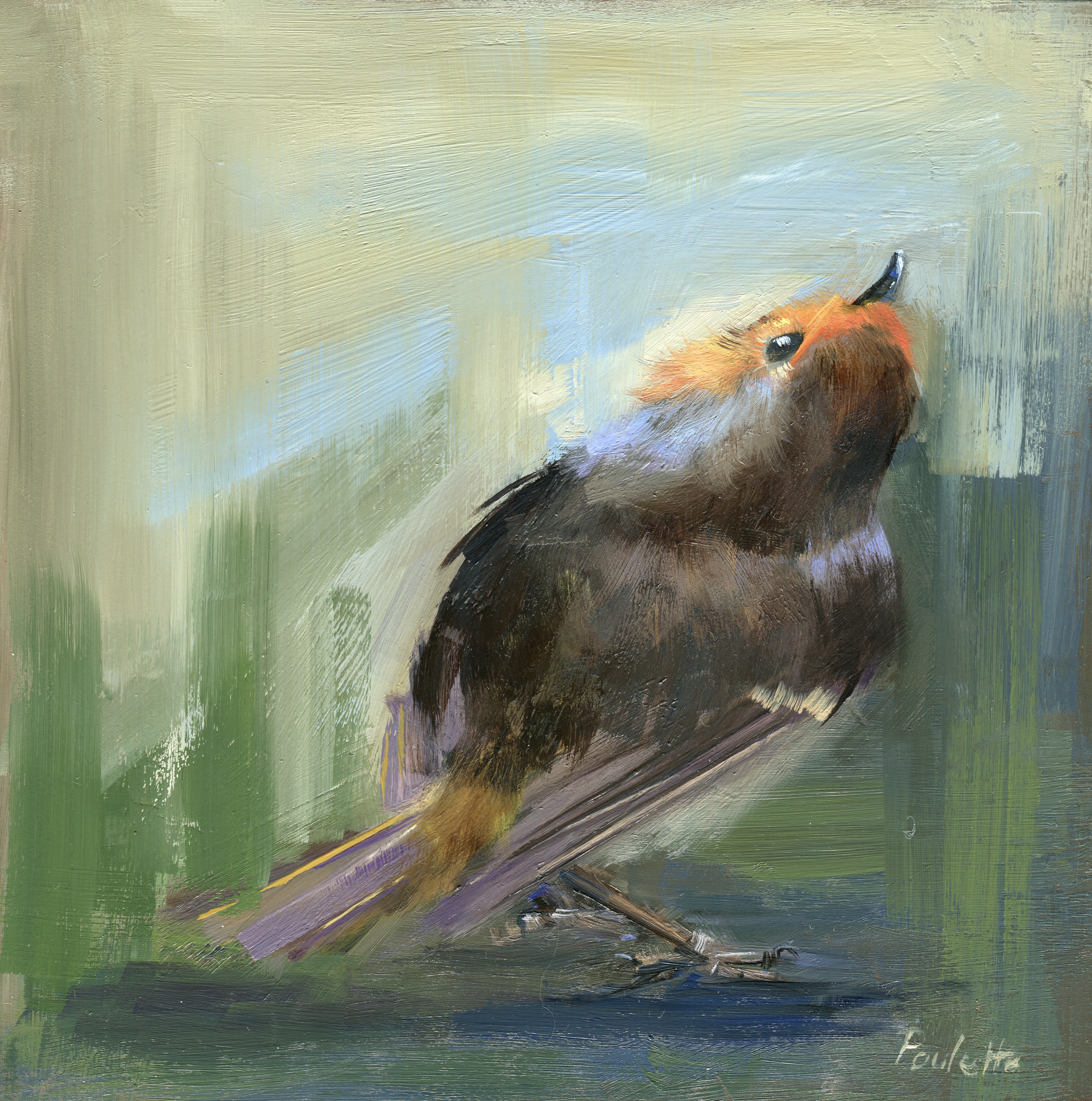original oil painting of a robin