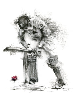 charcoal drawing cricketer batsman yorker